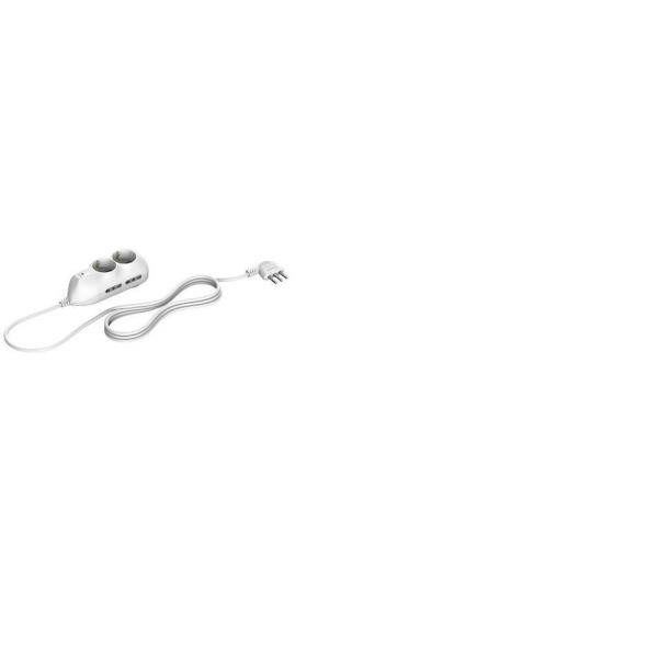 Multipresa 4 Prese F. Bipasso, 2 Prese F. Tedesche, Cavo 1,5M  Inter. Lum. Presa Maschio 10 A -Bianco 3695DB
