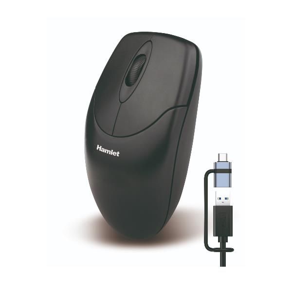 MOUSE USB 1000 DPI + USB-C ADAPTER XMICEU2-CX
