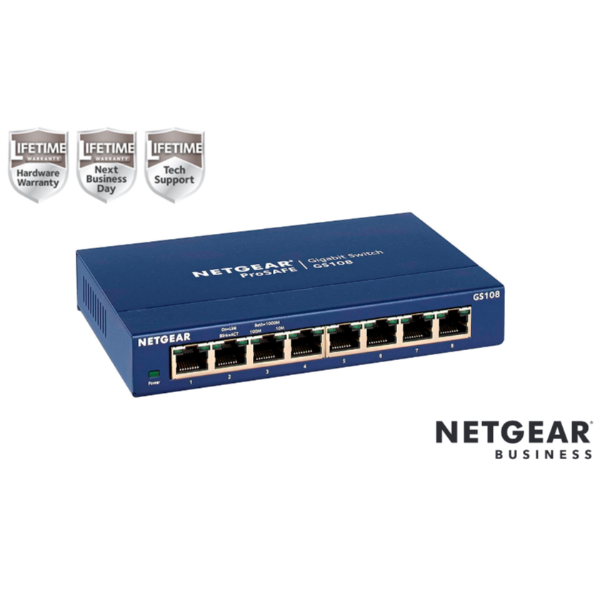 NETGEAR GS108GE Switch Unmanaged 8 porte Gigabit,Garanzia a vita+NBD GS108GE